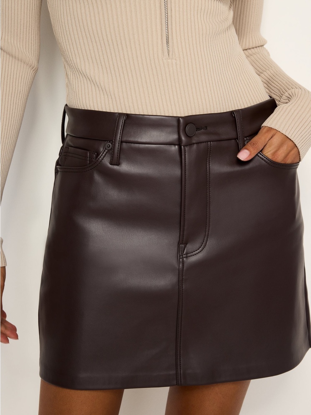 NWOT Good American Faux Leather Mini Skirt